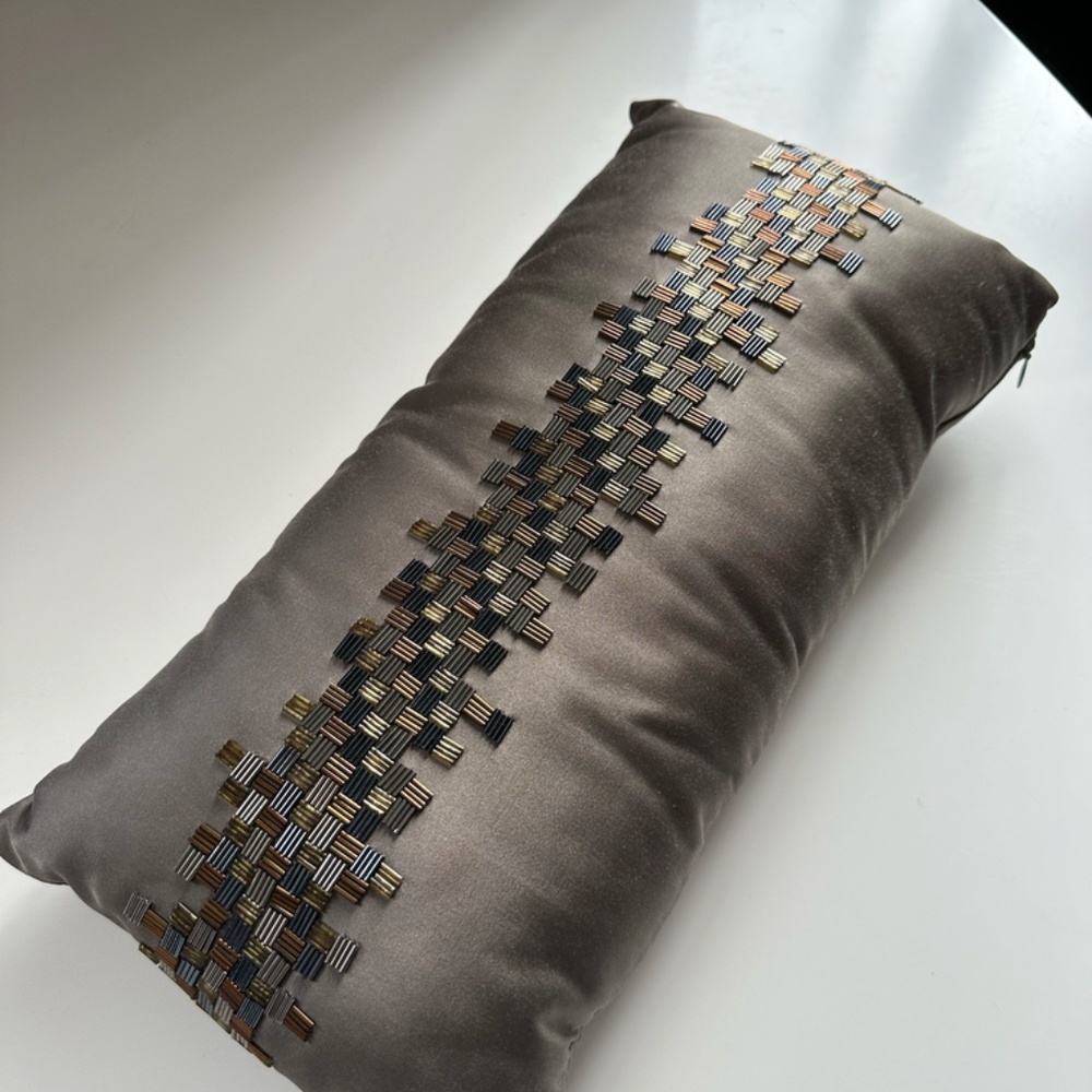 Small Embellished Decorative Satin Pillow
